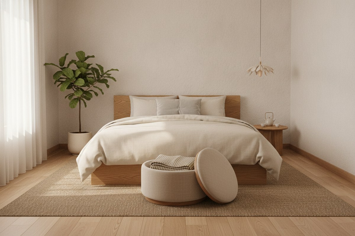 10. Use a Storage Ottoman or Bench