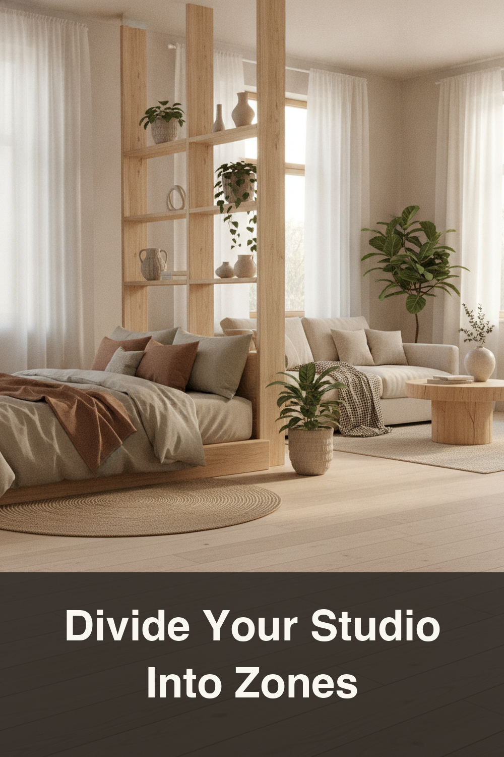 How to Divide a Studio Apartment Into Zones (Japandi Layout Ideas)